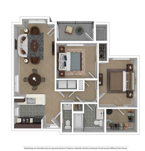 Floor plan for 2 beds, 1.5 baths, 876 sqft